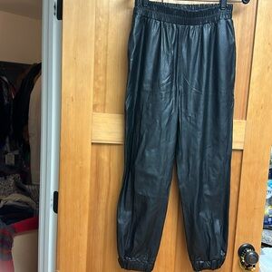 Zara black faux leather vegan jogger pants women’s size medium